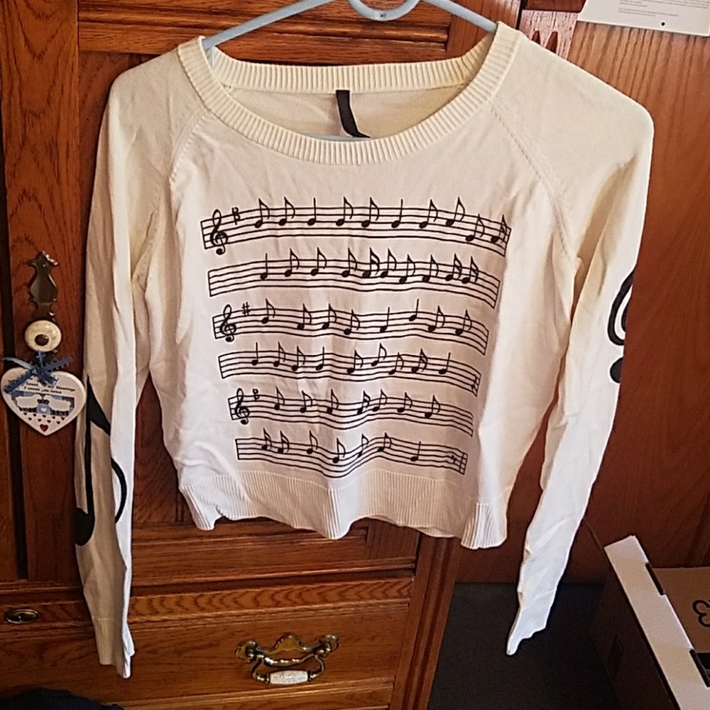 Urban Outfitters "median" crop music notes sweater